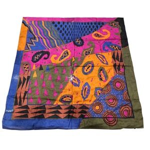 Vintage Ginnie Johansen Inc 1987 Cotton Scarf Geometric Print Made in Japan